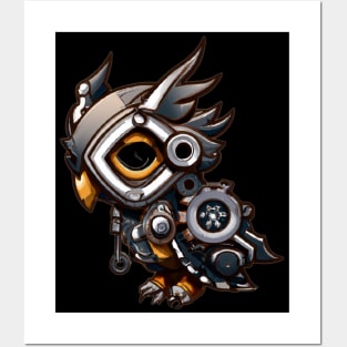 Steampunk owl, fantasy owl, cyborg owl, robot owl Posters and Art